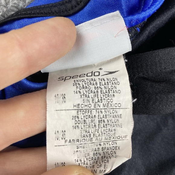 Speedo Racerback Swimsuit Womens 14 Black Blue One Piece - Picture 8 of 15